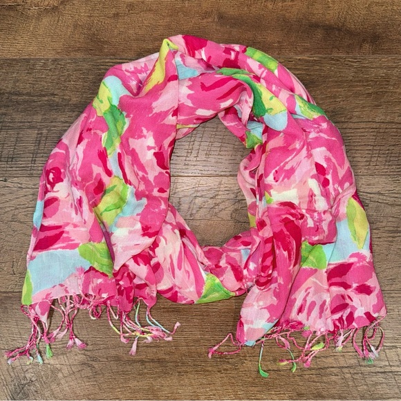 Lilly Pulitzer Holy Grail First Impressions Hotty Pink Scarf The Lilly Scarf 🦄 - Picture 6 of 13